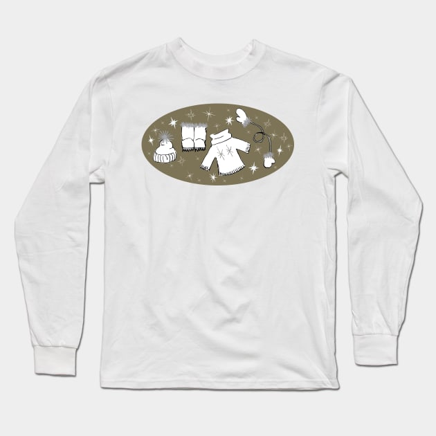 Winter weather snow lover cartoon illustration Long Sleeve T-Shirt by Angel Dawn Design